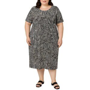 HBS Collection Plus Size 20W Zebra & Paisley Print Dress Shoulder Pads Back Slit